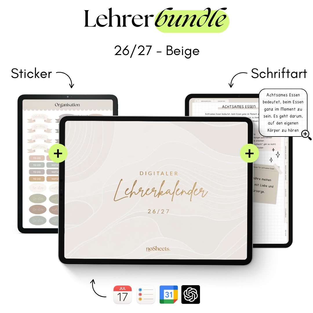 LehrerBundle 26/27 | Planer + Sticker + Schriftart